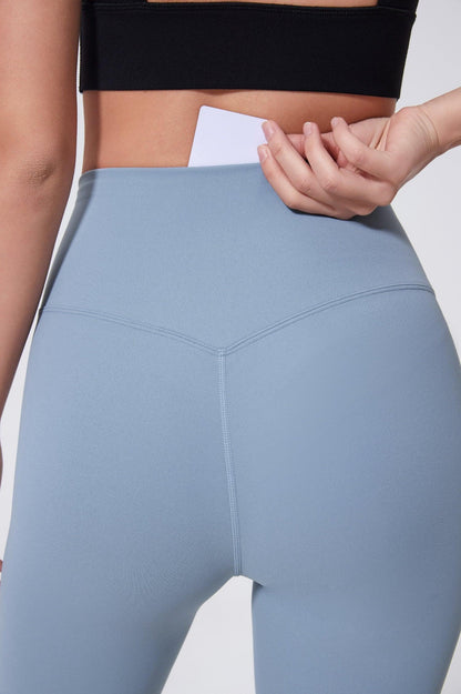 Short de sport taille haute rehaussant les hanches - Gris bleu 