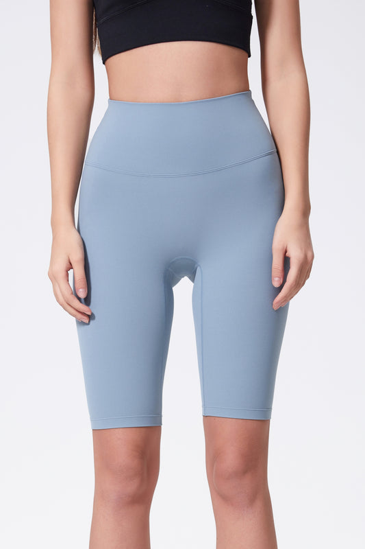 Velafit High Waist Sports Shorts-Gray blue