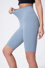 Short de sport taille haute rehaussant les hanches - Gris bleu 