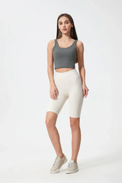 Short de sport taille haute rehaussant les hanches - Blanc 