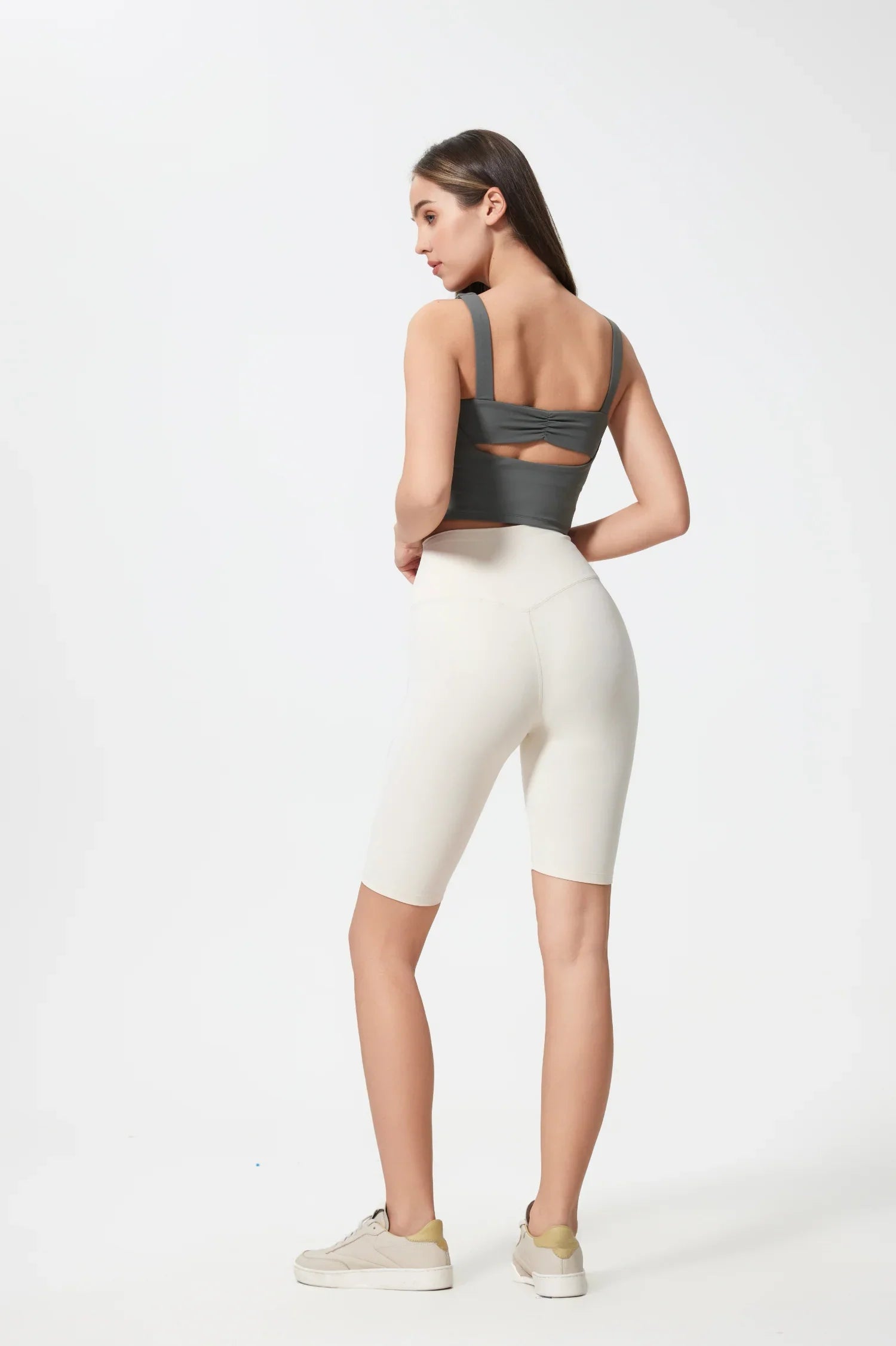Short de sport taille haute rehaussant les hanches - Blanc 