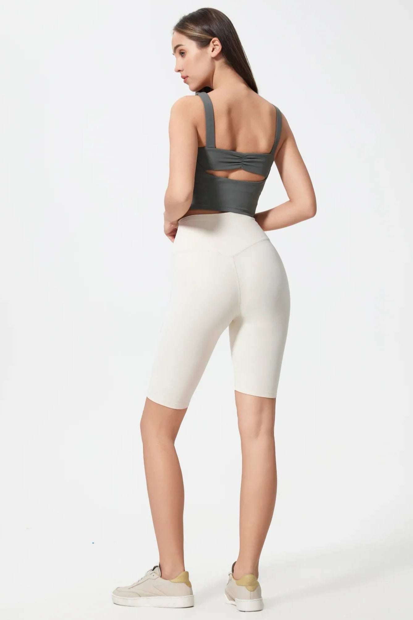 Short de sport taille haute rehaussant les hanches - Blanc 