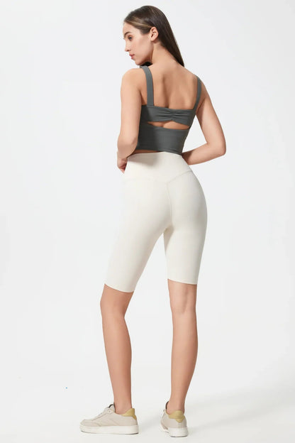 Short de sport taille haute rehaussant les hanches - Blanc 