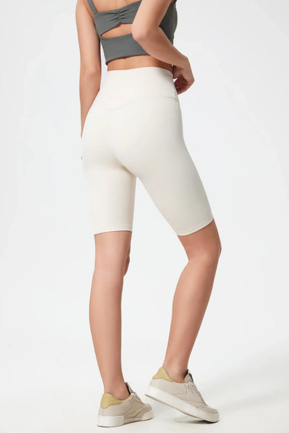 Short de sport taille haute rehaussant les hanches - Blanc 