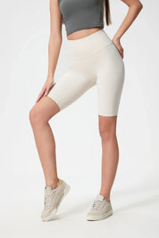 Short de sport taille haute rehaussant les hanches - Blanc 