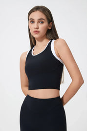 Débardeur de sport court sans coutures - Noir