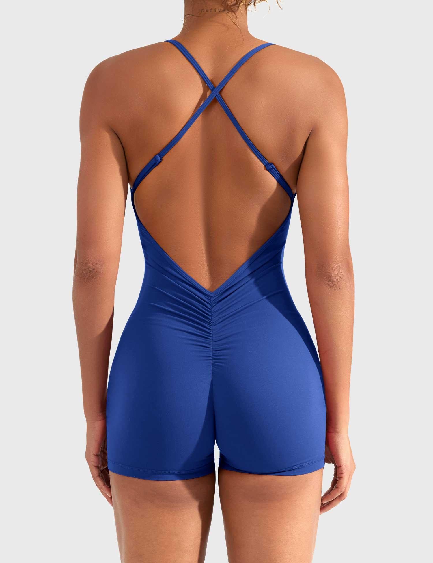 Velaift V-Back Romper-Klein Blue