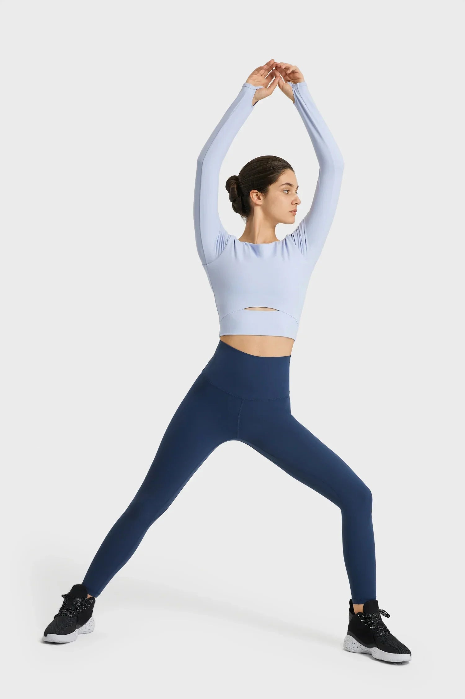 Haut à manches longues pour le yoga et le fitness - Bleu clair