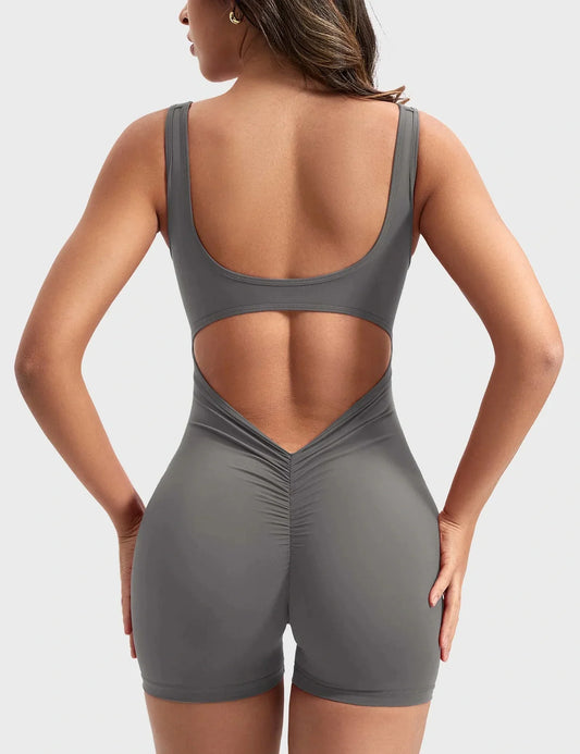 Velafit Lizvette V-Back Romper-Grey