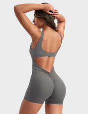 Velafit Lizvette V-Back Romper-Grey