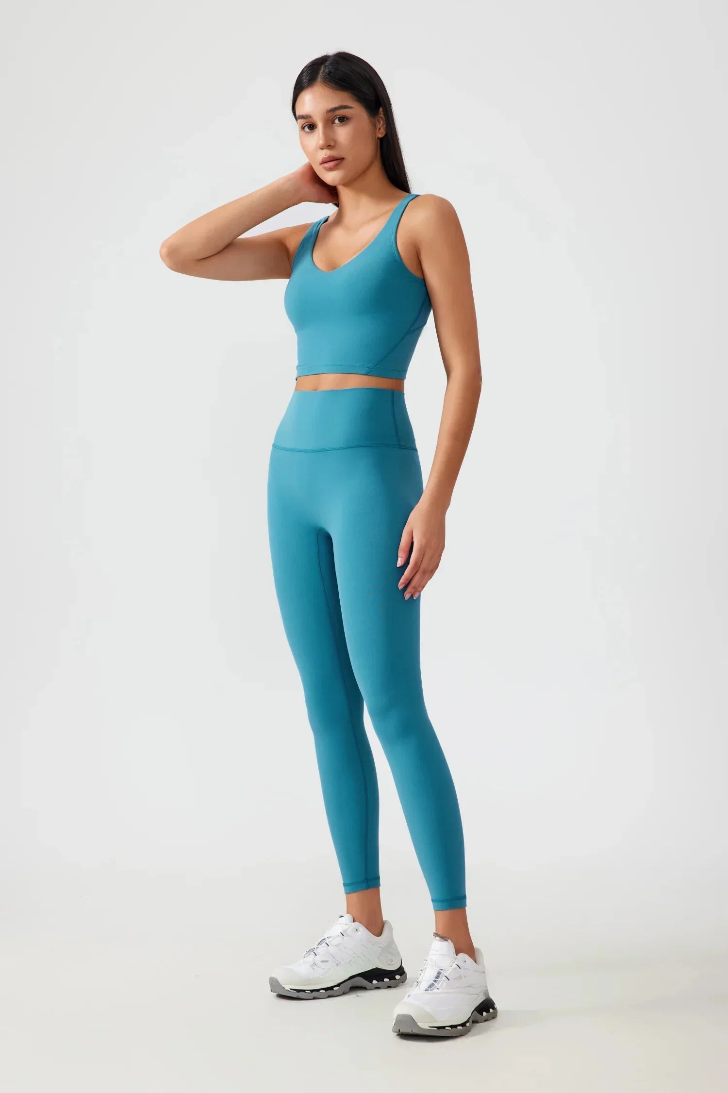 Crop Seamless Yoga Gym Tank-Cyanblau