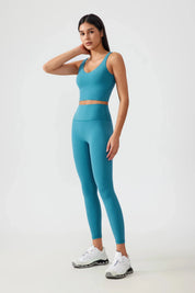 Crop Seamless Yoga Gym Tank-Cyanblau