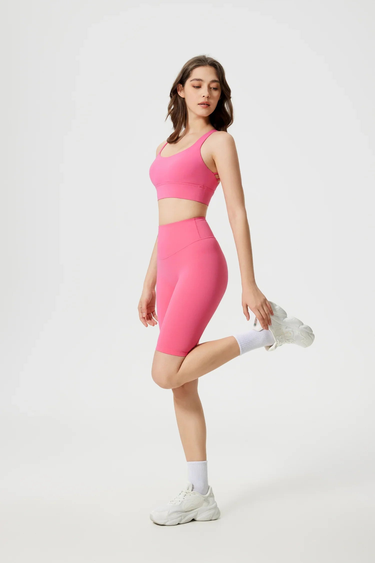 Velafit Tummy Control Sports Shorts-Pink