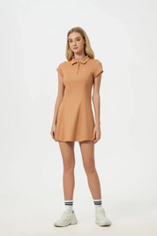 Tennis Sports Fitness Dresses-Brown