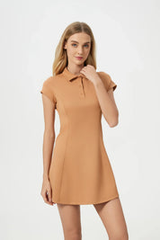 Tennis Sports Fitness Dresses-Brown