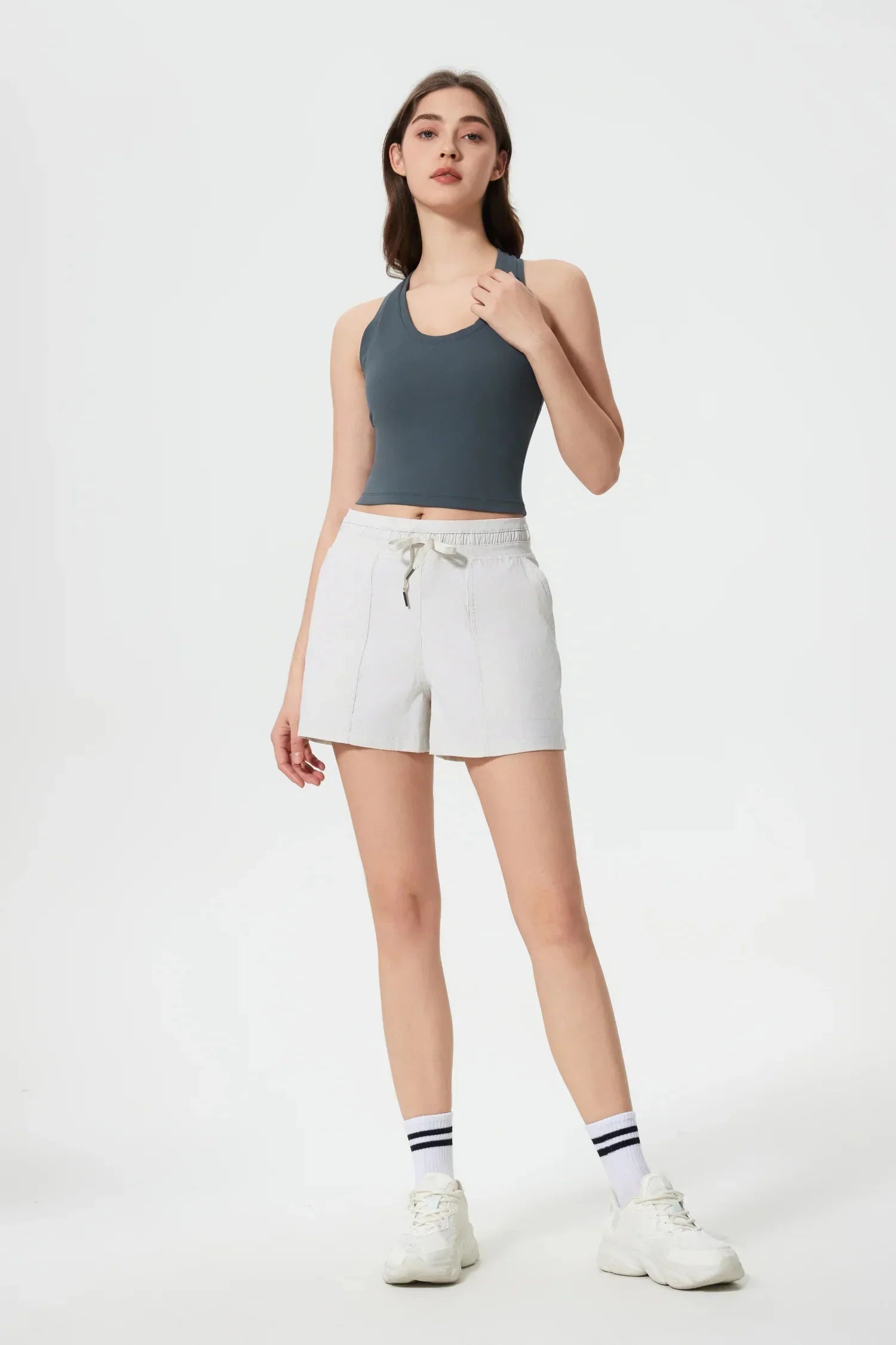 Power Medium Impact Bra Tank-Oil grey