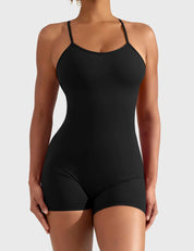 Velaift V-Back Romper-Black