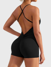 Velaift V-Back Romper-Black