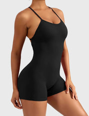 Velaift V-Back Romper-Black
