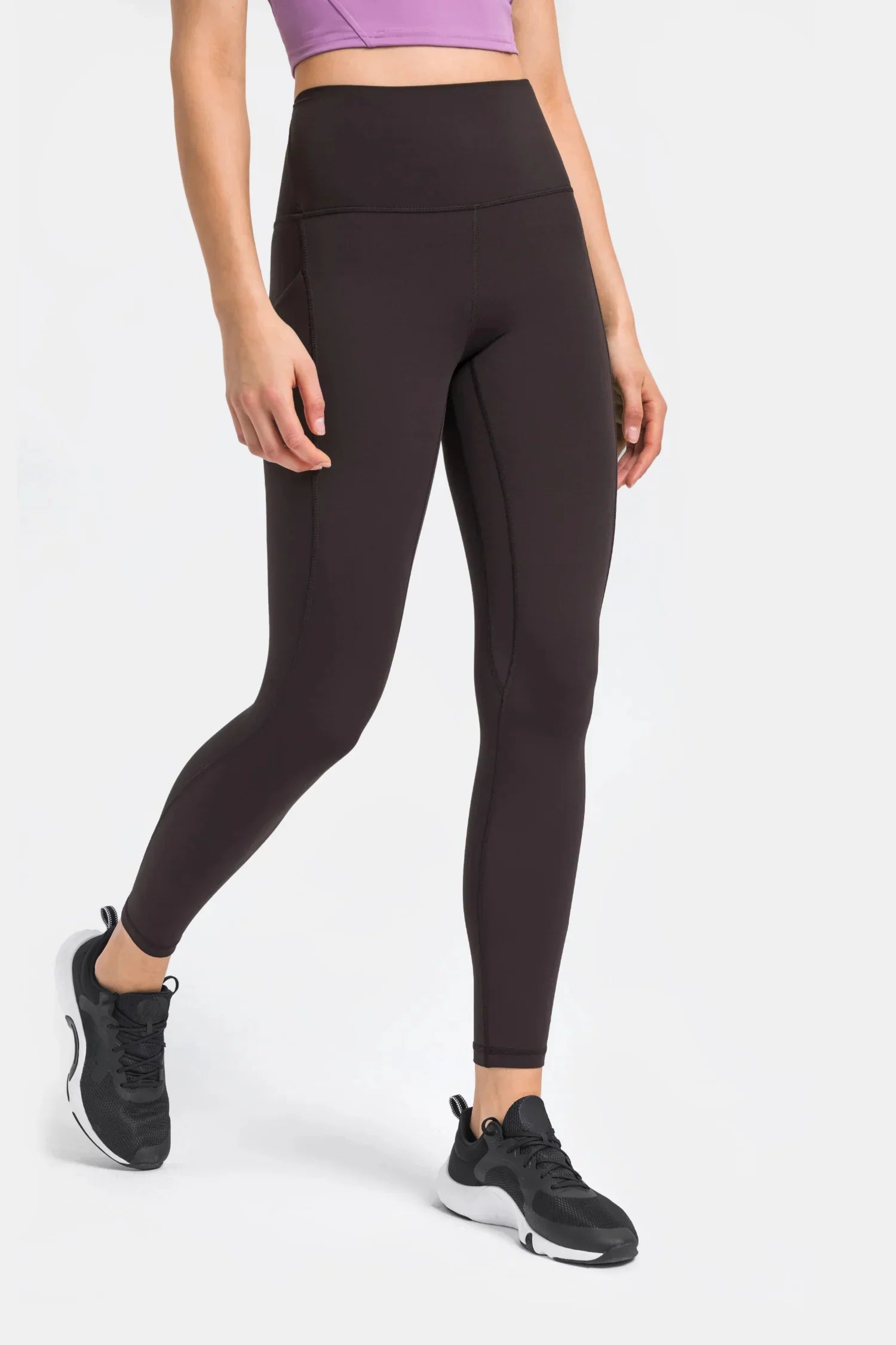 Velafit High-Waisted Workout Leggings-Dark brown