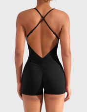 Velaift V-Back Romper-Black
