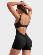 Velafit Lizvette V-Back Romper-Black