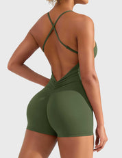 Velaift V-Back Romper-Green