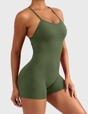 Velaift V-Back Romper-Green
