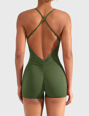 Velaift V-Back Romper-Green