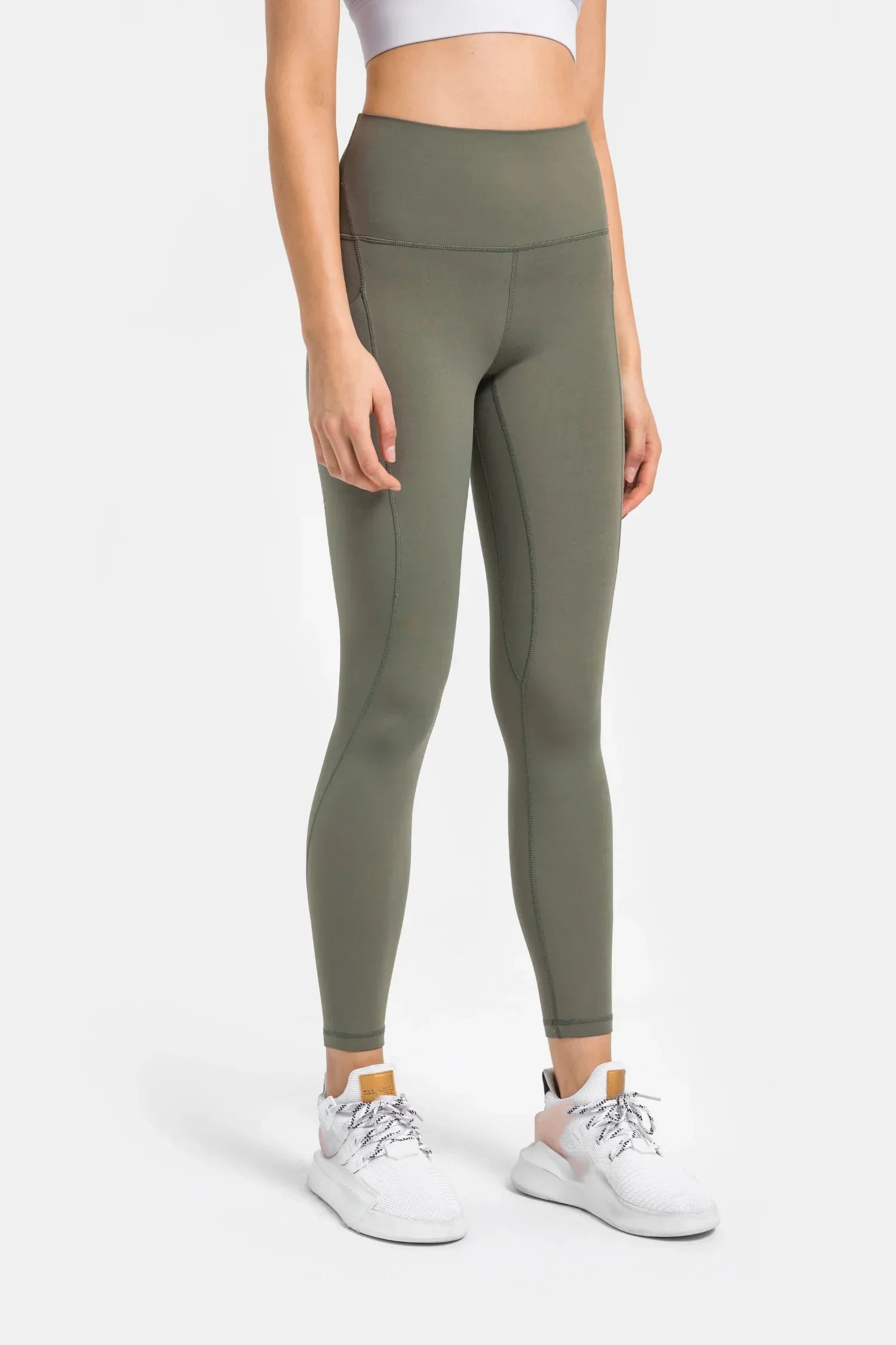 Velafit High-Waisted Workout Leggings-Moss green