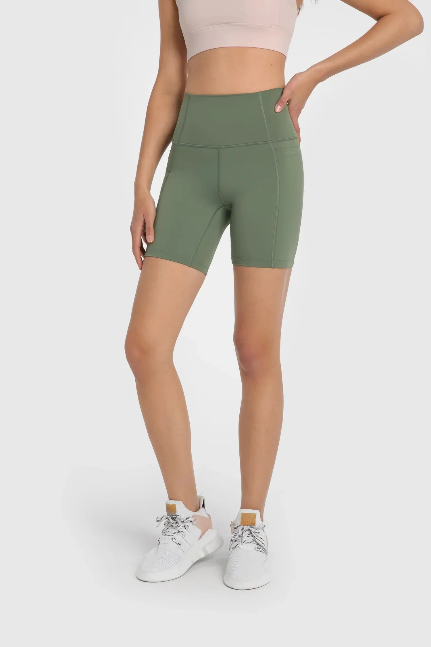 Velafit All Day High Waist Shorts-Green