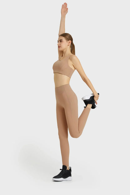 Leggings de sport pour entraînement de yoga toute la journée - Rose marron
