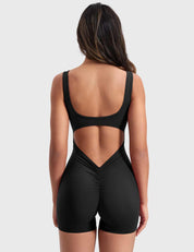 Velafit Lizvette V-Back Romper-Black