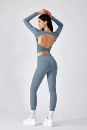 Breathe Easy Long Sleeve Top-Gray blue