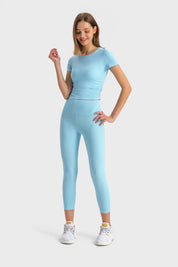 Kurze Sport-Kurzarmshirts - Hellblau