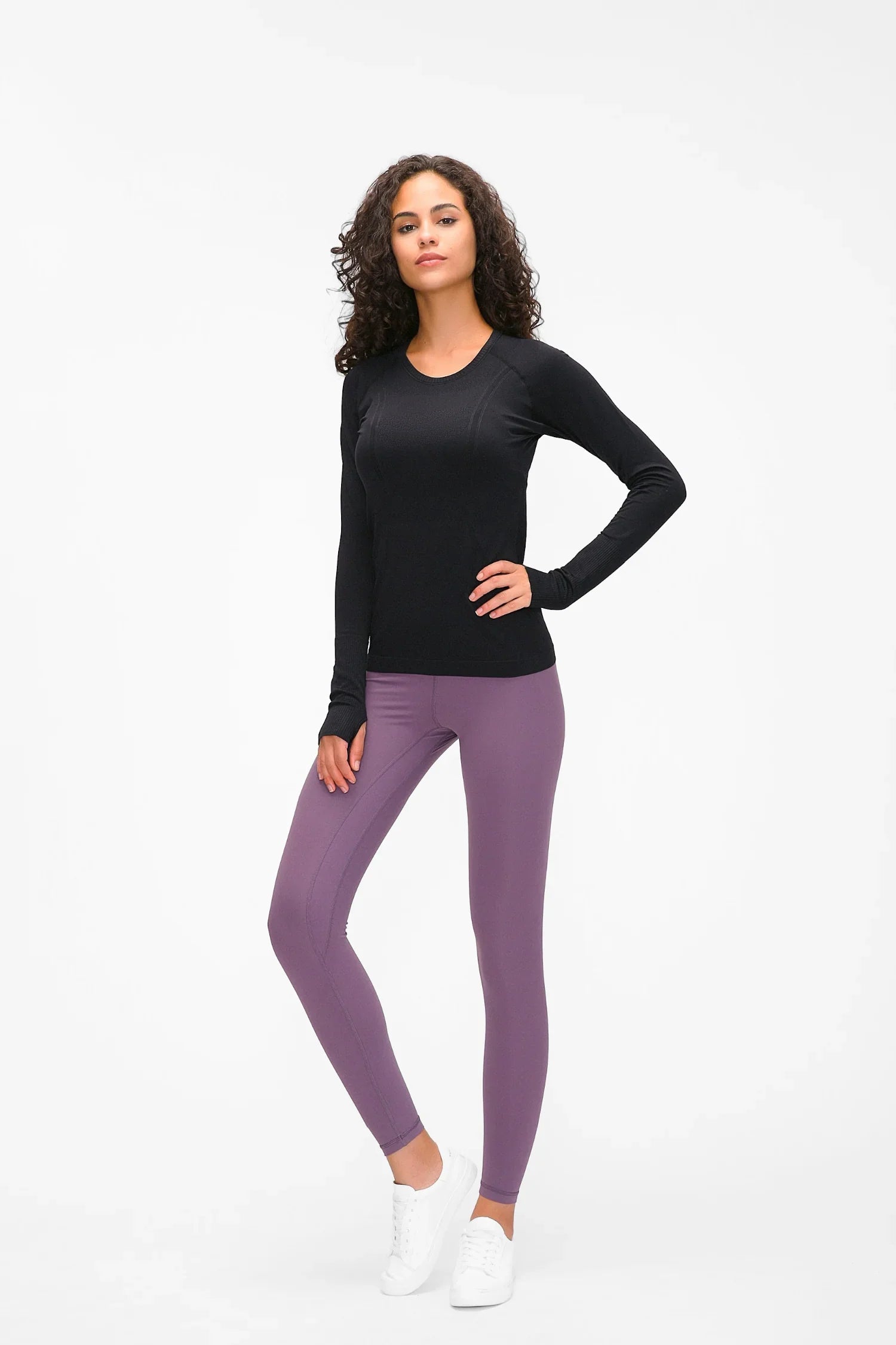 Athlete Seamless Workout Long Sleeve Top-Black