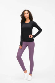 Athlete Seamless Workout Long Sleeve Top-Black