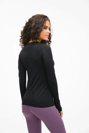 Athlete Seamless Workout Long Sleeve Top-Black