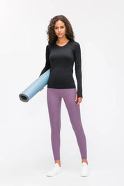 Athlete Seamless Workout Long Sleeve Top-Black