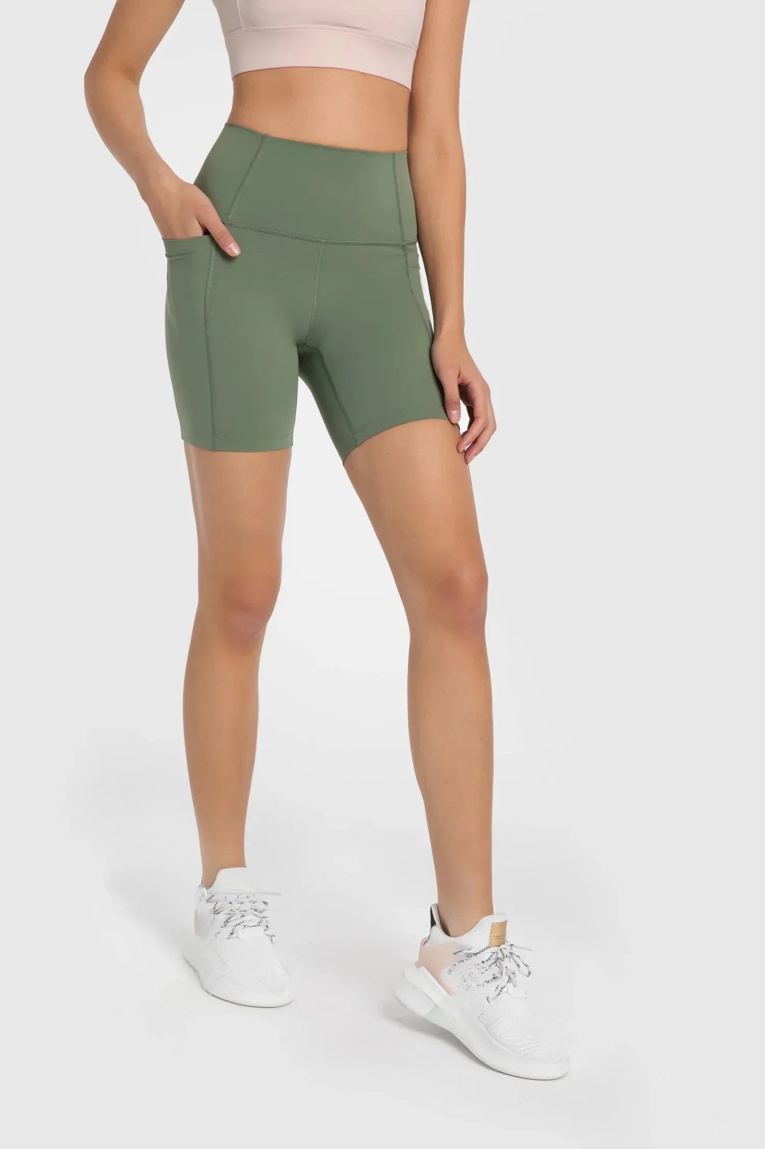 Velafit All Day High Waist Shorts-Green