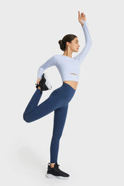 Haut à manches longues pour le yoga et le fitness - Bleu clair