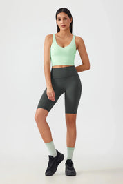Débardeur de yoga court sans coutures - Vert fluo