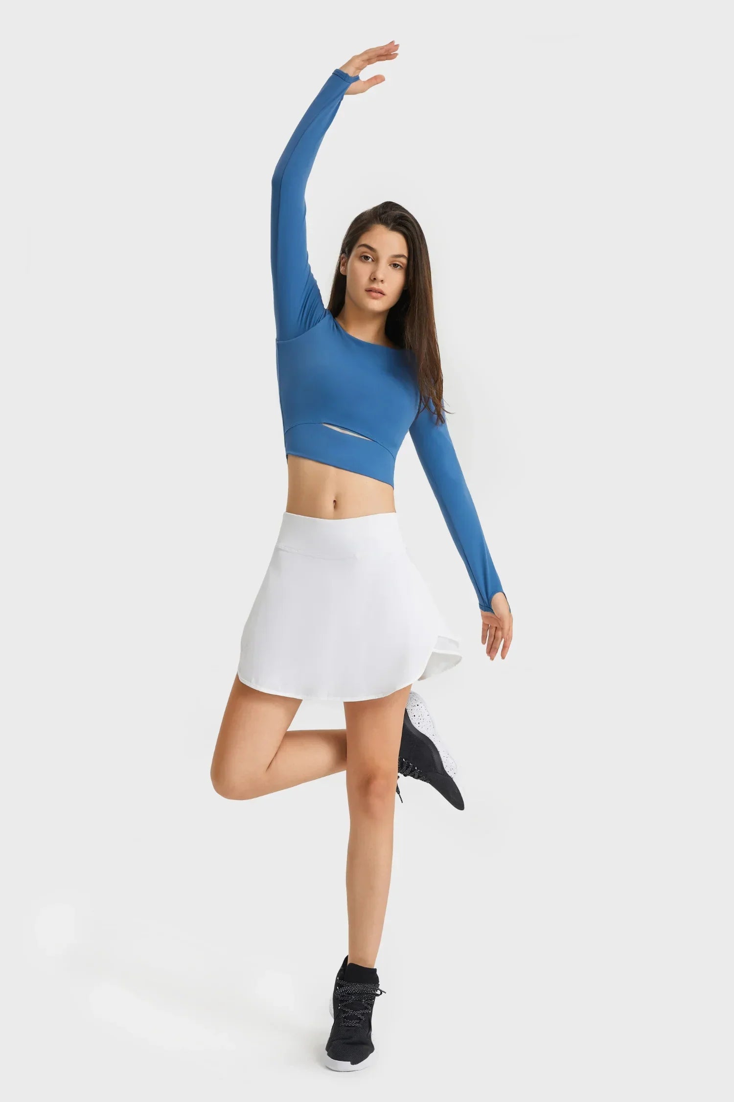 Haut à manches longues pour le yoga et le fitness - Bleu