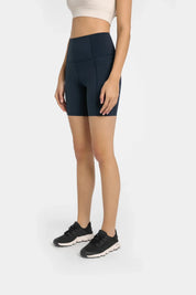 Velafit All Day High Waist Shorts-Navy blue