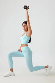 Débardeur de yoga court sans coutures - Bleu argenté