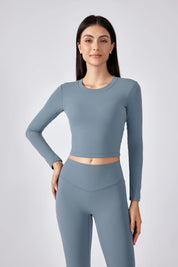Breathe Easy Long Sleeve Top-Gray blue