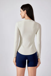 Slim Fit Yoga Fitness Long Sleeve Top-Egg white