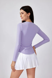 Slim Fit Yoga Fitness Long Sleeve Top-Light purple