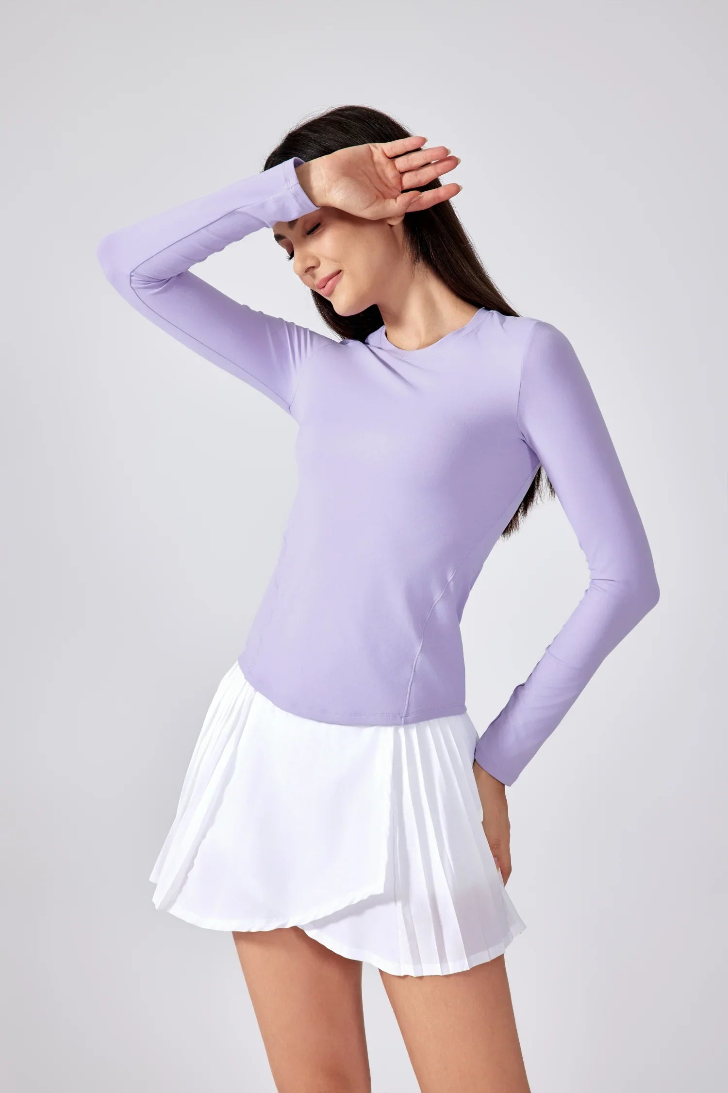 Slim Fit Yoga Fitness Long Sleeve Top-Light purple