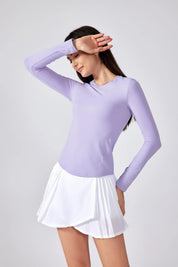 Slim Fit Yoga Fitness Long Sleeve Top-Light purple